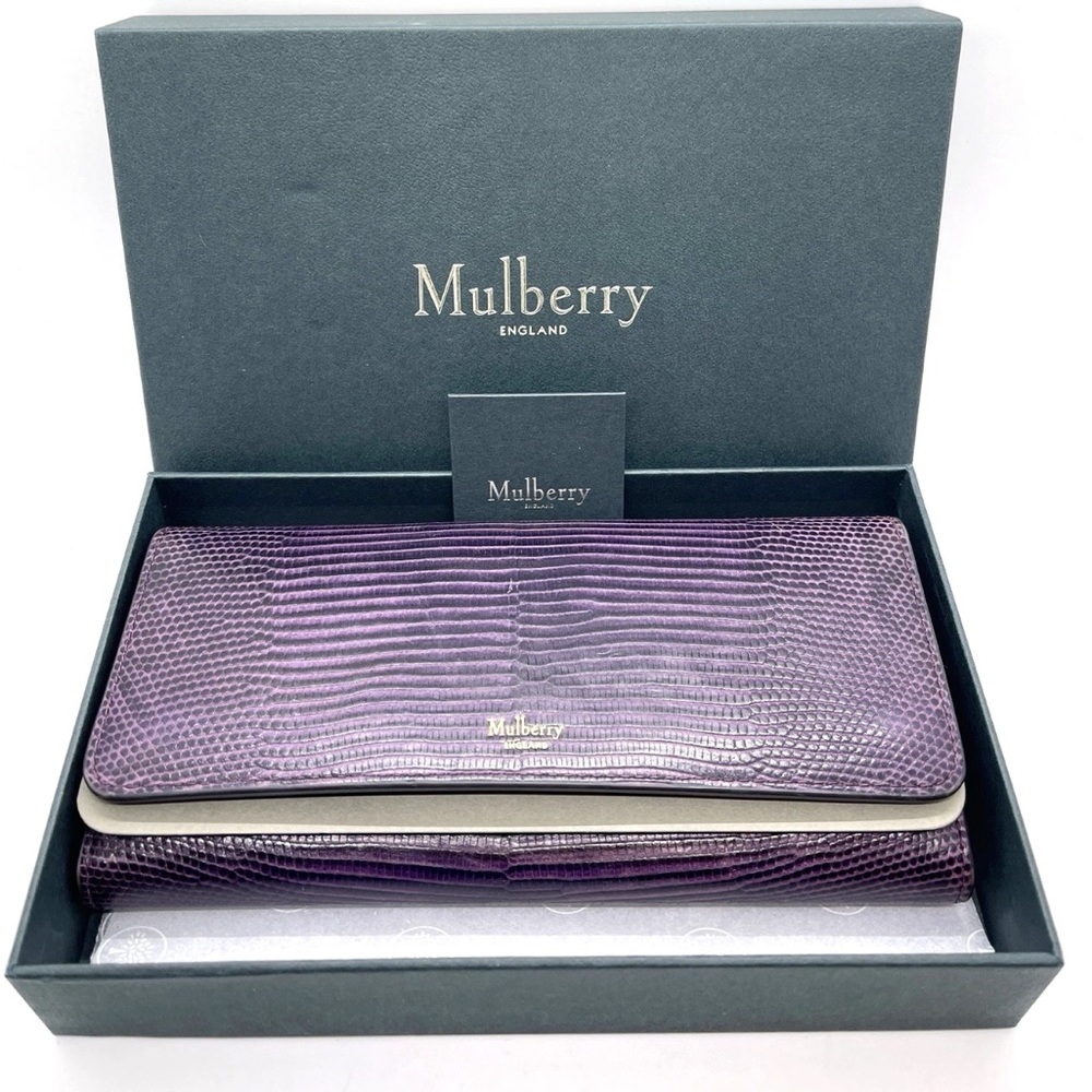 Mulberry Lizard-Embossed Purple Clutch